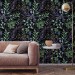 Dark botanical watercolor leaves and herbs wallpaper