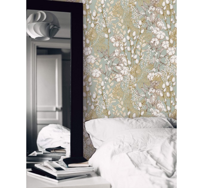 Floral wallpaper accent wall flowers