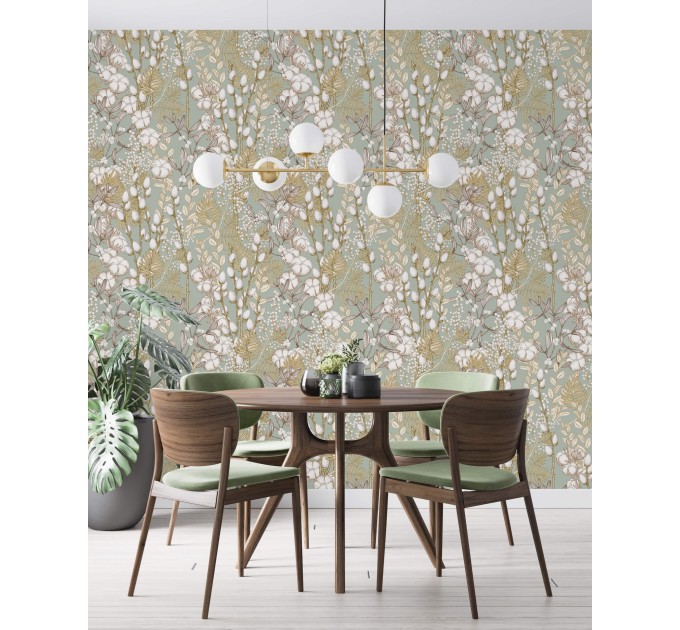 Floral wallpaper accent wall flowers