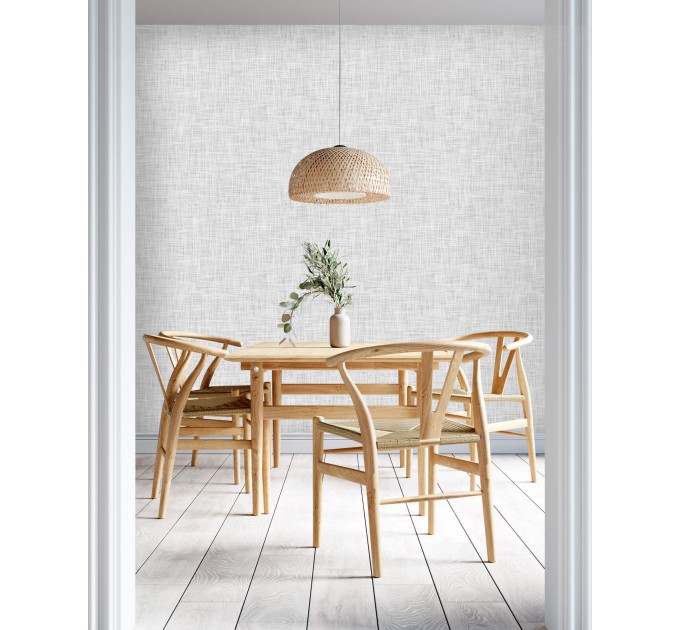 Gray linen look faux textile wallpaper minimalist