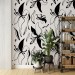 Floral wallpaper minimalist abstract flowers black and white