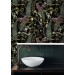 Dark botanical wallpaper herbs and leaves Moody accent wall