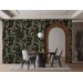 Dark botanical wallpaper herbs and leaves Moody accent wall