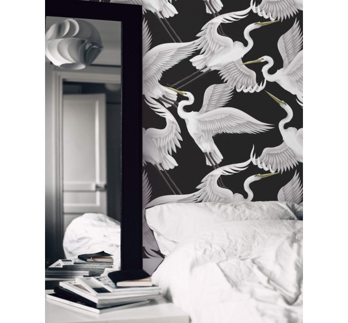 Dark wallpaper cranes, herons wallpaper