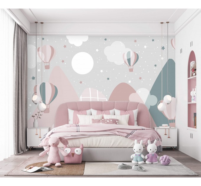 Girls room wallpaper mountains wall mural