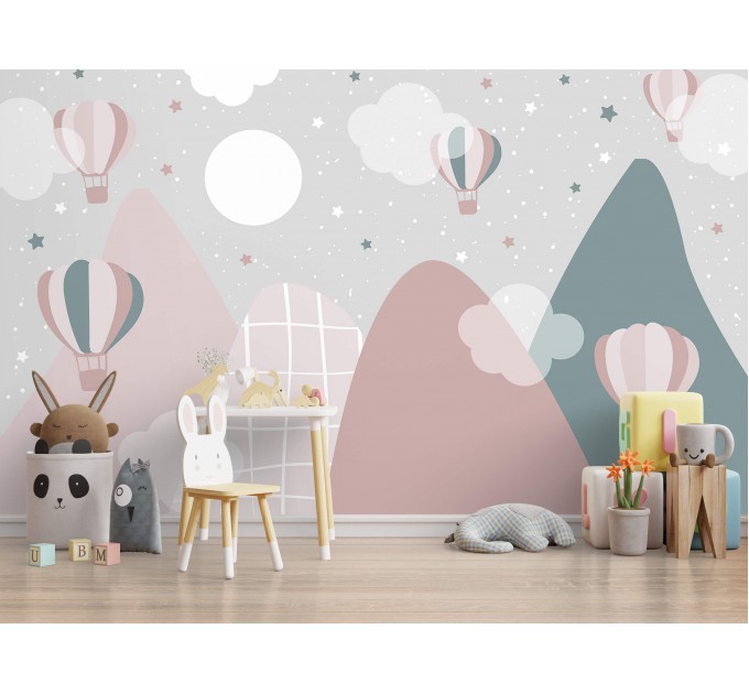 Girls room wallpaper mountains wall mural