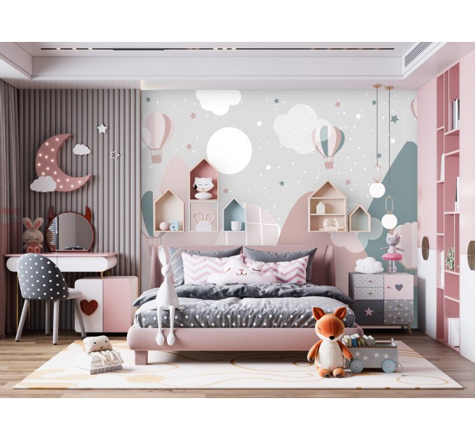 Girls room wallpaper mountains wall mural
