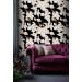 Statement floral wallpaper, white flowers on black