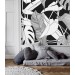 Tropical wallpaper large leaves black and white