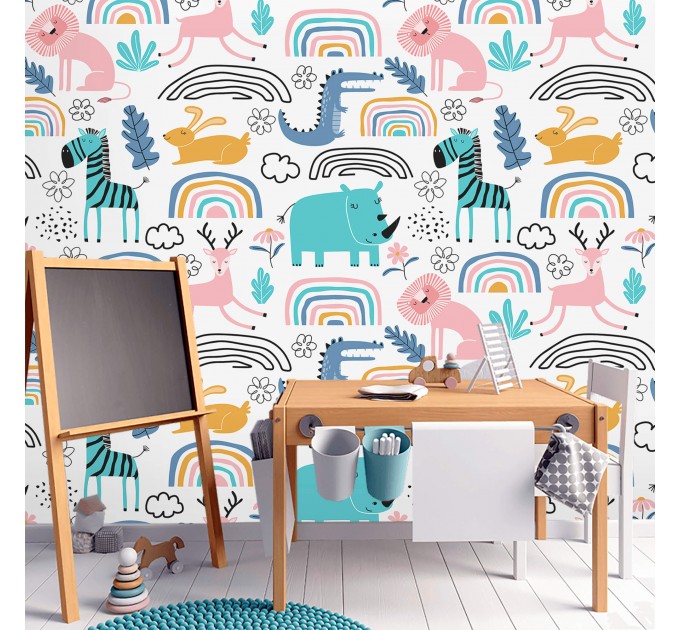 Kids wallpaper colorful animals