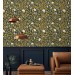 Floral wallpaper botanical on dark, accent wall decor