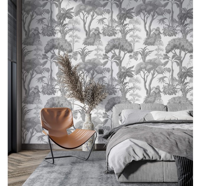Vintage tropical wallpaper monochrome palms