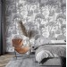 Vintage tropical wallpaper monochrome palms