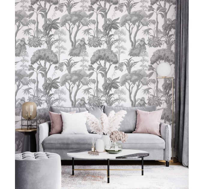 Vintage tropical wallpaper monochrome palms