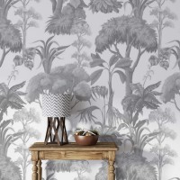 Vintage tropical wallpaper monochrome palms