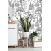 Vintage tropical wallpaper monochrome palms