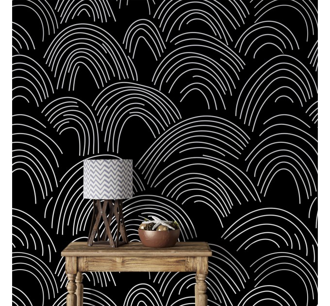 Dark wallpaper minimalist lines black and white rainbows