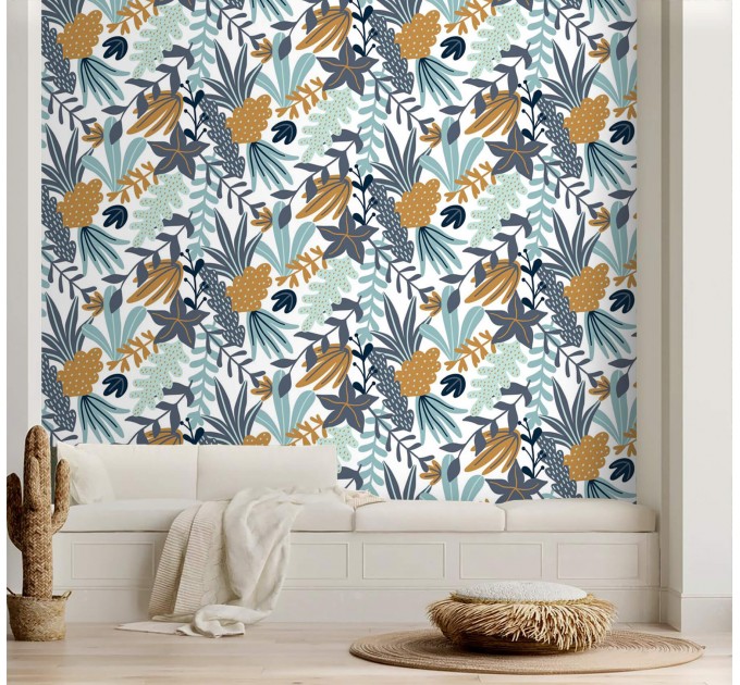 Floral accent wallpaper flowers and leaves