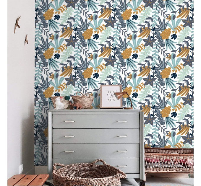 Floral accent wallpaper flowers and leaves