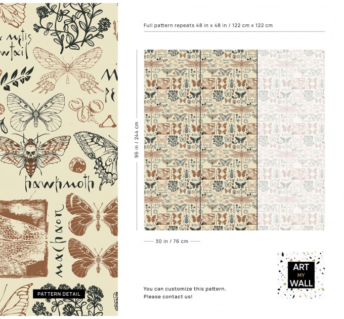 Vintage botanical wallpaper butterflies
