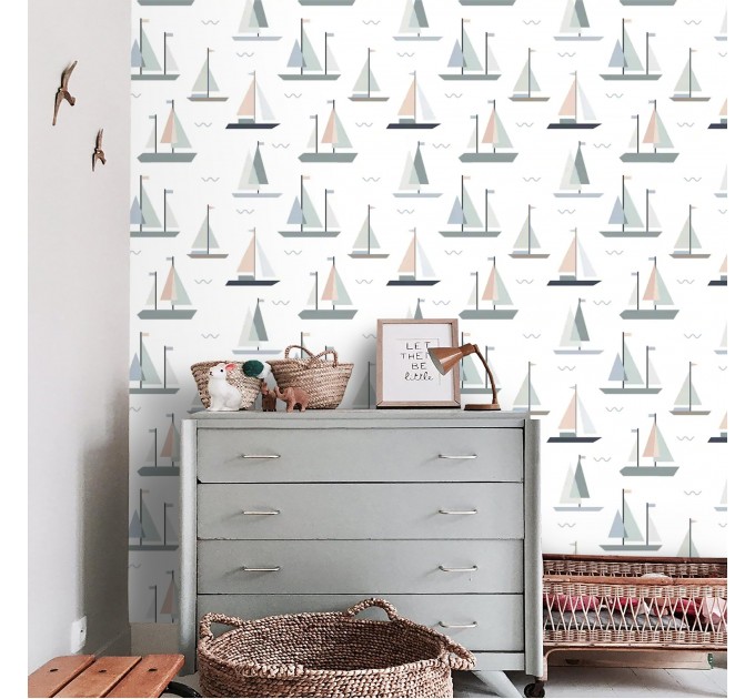 Wallpaper kids room, sailor nautical wallpaper nursery