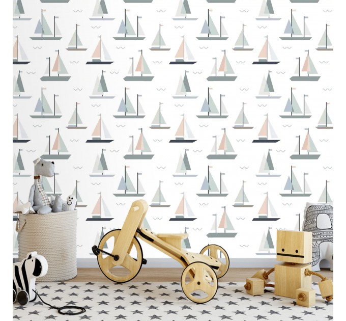Wallpaper kids room, sailor nautical wallpaper nursery