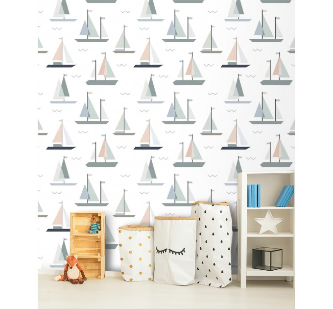 Wallpaper kids room, sailor nautical wallpaper nursery