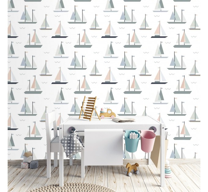 Wallpaper kids room, sailor nautical wallpaper nursery