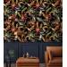 Dark tropical wallpaper Bright colorful plants and birds