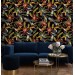 Dark tropical wallpaper Bright colorful plants and birds