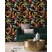 Dark tropical wallpaper Bright colorful plants and birds