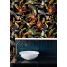 Dark tropical wallpaper Bright colorful plants and birds