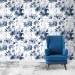 Floral wallpaper watercolor blue white flowers