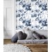 Floral wallpaper watercolor blue white flowers