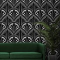 Art deco wallpaper fans black and white