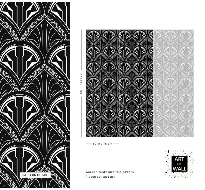 Art deco wallpaper fans black and white