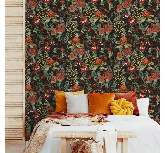 Dark botanical wallpaper mushroom Fairy whimsical design