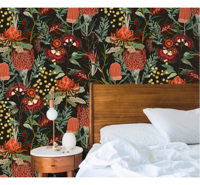 Dark botanical wallpaper mushroom Fairy whimsical design