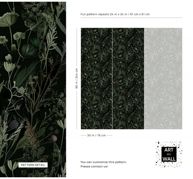 Dark botanical wallpaper leaves and herbs
