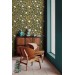 Floral wallpaper botanical on dark, accent wall decor