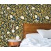 Floral wallpaper botanical on dark, accent wall decor