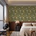 Floral wallpaper botanical on dark, accent wall decor