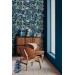Dark floral wallpaper wildflowers and herbs on dark blue