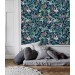 Dark floral wallpaper wildflowers and herbs on dark blue