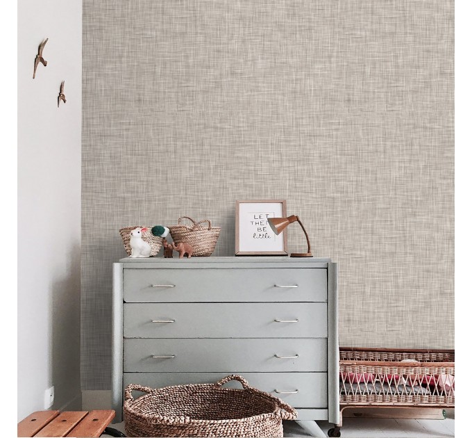 Tan linen wallpaper neutral beige minimalist design