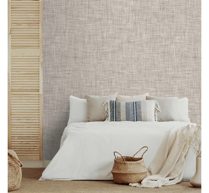 Tan linen wallpaper neutral beige minimalist design