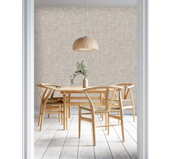 Tan linen wallpaper neutral beige minimalist design