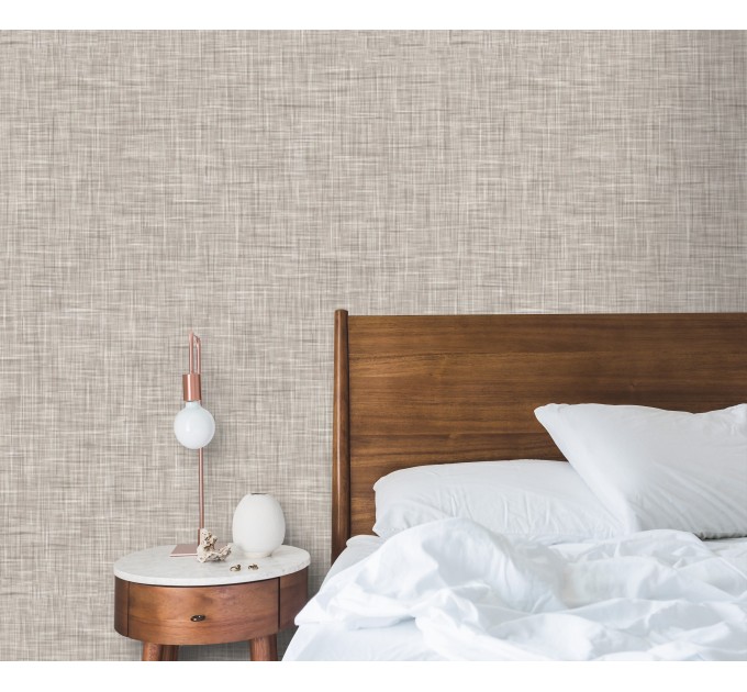 Tan linen wallpaper neutral beige minimalist design