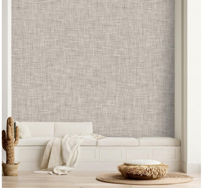 Tan linen wallpaper neutral beige minimalist design
