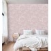 Minimalist floral wallpaper, linear flowers on mauve pink